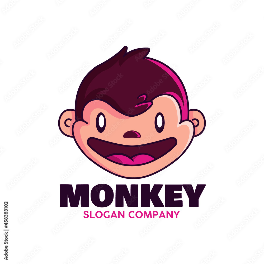 Logo Ilustración de mono feliz Logo Ilustración de mono feliz