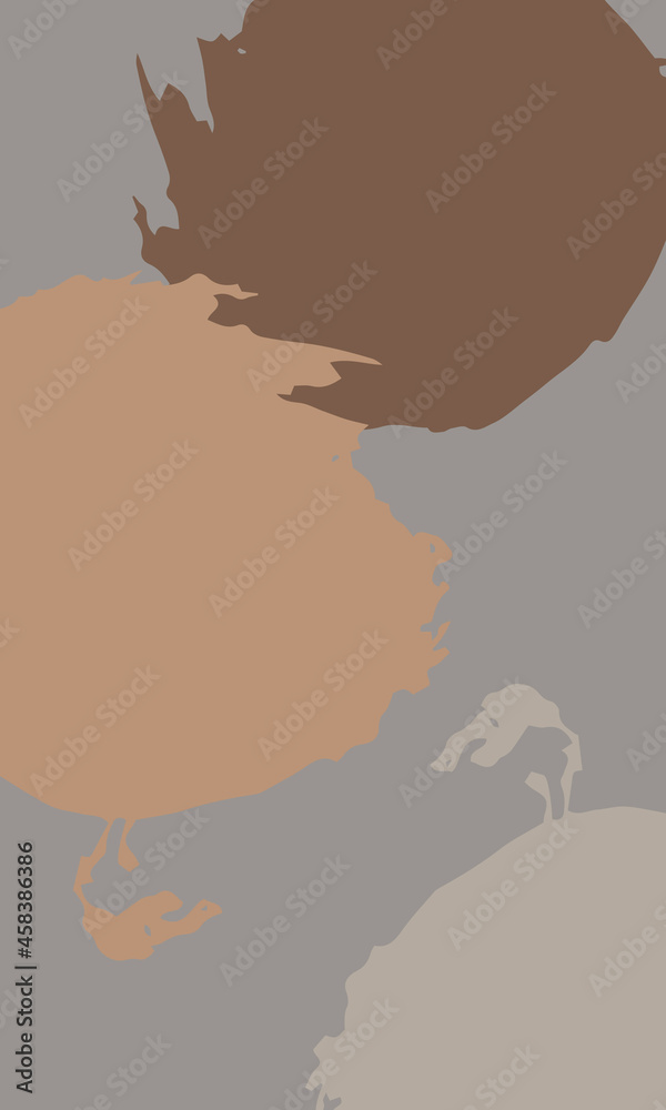 Vector background of rounded calligraphic brush strokes. Wallpaper. Minimalism. China. Japan. Asian style. Hand drawing. Abstraction. Gray, beige, brown