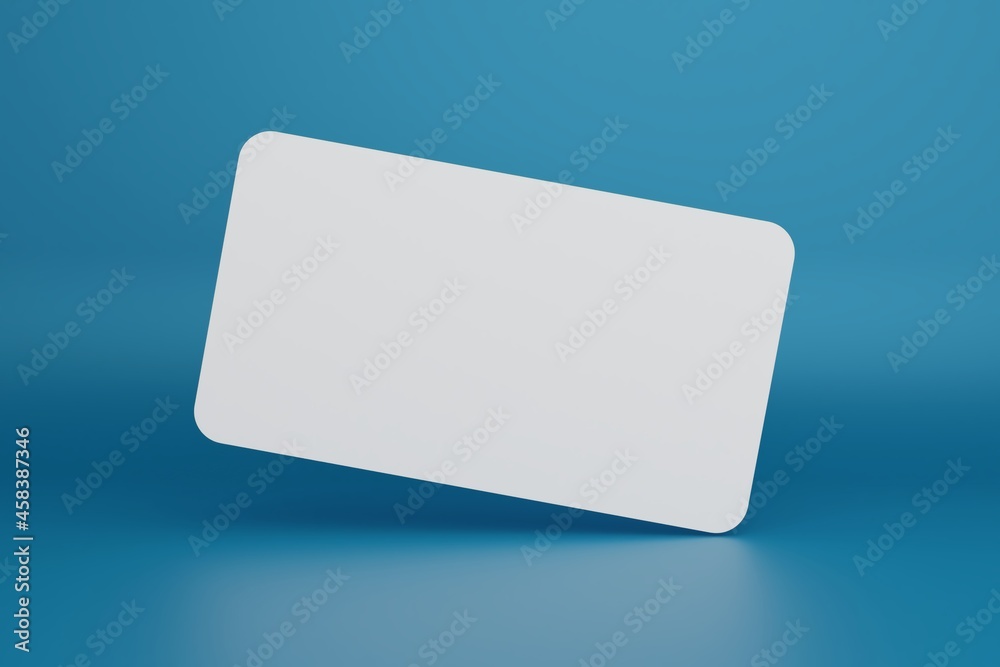 Blank white business cards isolated on pastel color background with shadow minimal concept 3D rendering Blank white business cards isolated on pastel color background with shadow minimal concept 3D rendering
