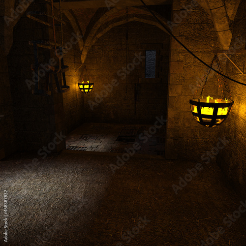3d-illustration of an dungeon jail for background usage