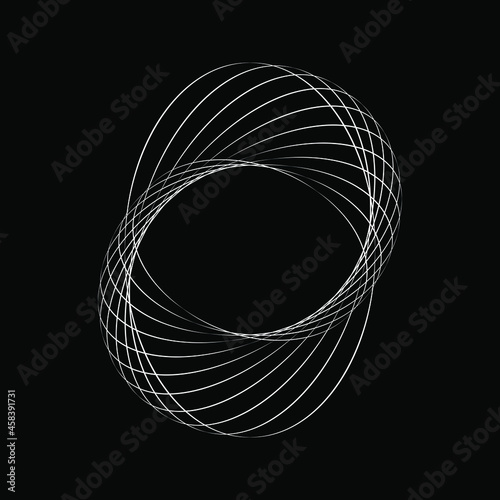 White abstract ellipses in spiral form. Trendy design element for frame  round technology logo  sign  symbol  web  prints  posters  template  pattern and abstract background