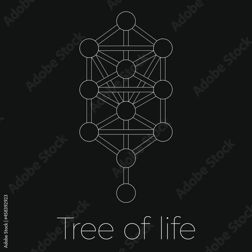 Basic black and white Tree of life esoteric illustration vector