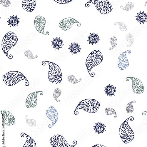 Dark Blue, Red vector seamless natural pattern with leaves and flowers.