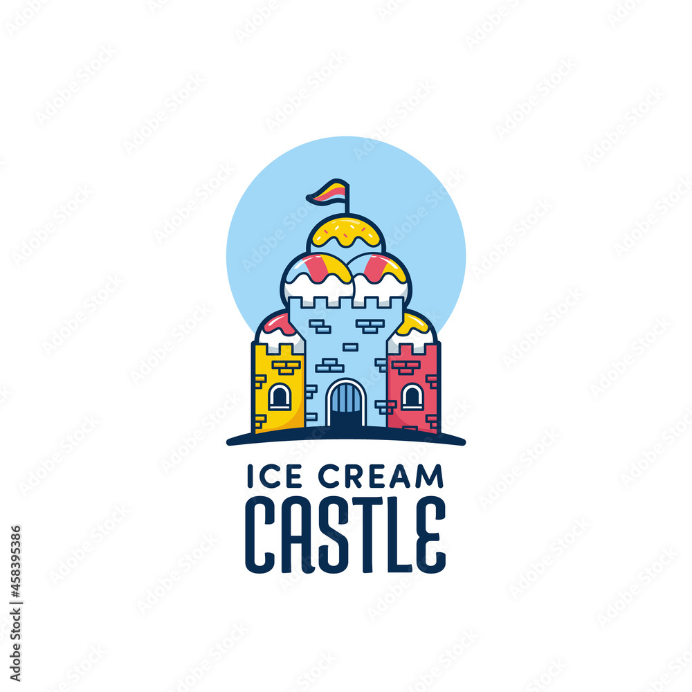 Fun Ice cream castle logo icon template