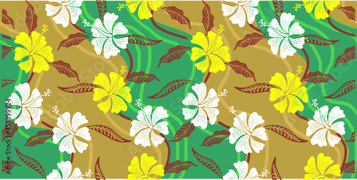 Indonesian batik motifs with flora and fauna patterns that are very distinctive and exclusive. vector EPS 10