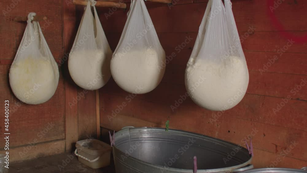 An authentic cottage cheese recipe in an old village. Lactic acid