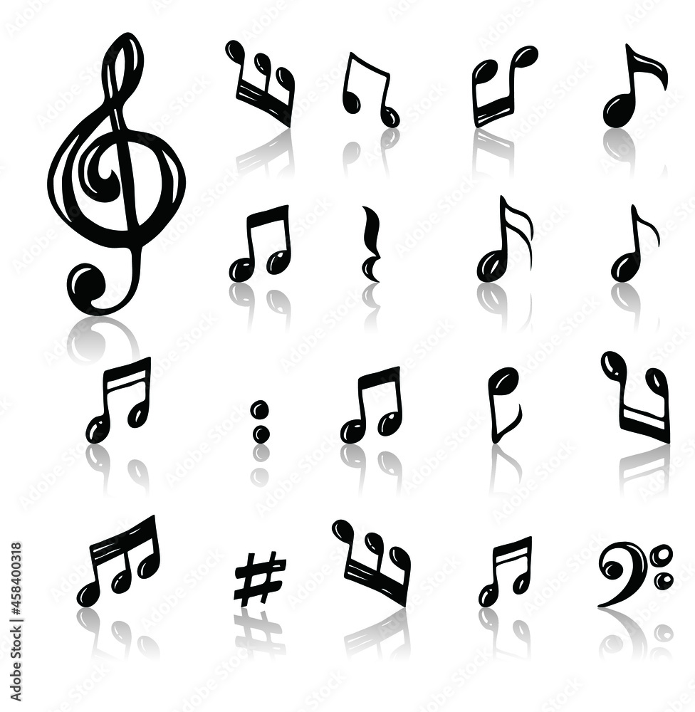 Fototapeta premium Music notes vector icon illustration isolated on white background