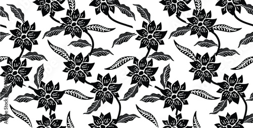 Indonesian batik motifs with flora and fauna patterns that are very distinctive and exclusive. vector EPS 10