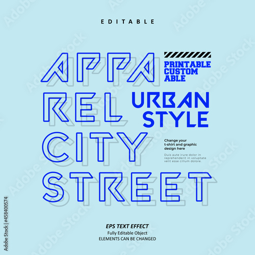Urban Apparel Street city line Blue series text effect editable premium vector