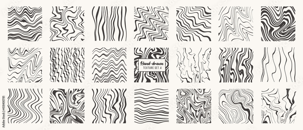 Set of liquid hand drawn patterns isolated. Vector textures made with ...