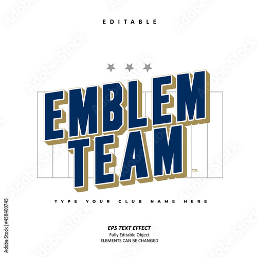 Emblem team baseball series club name text effect editable premium vector