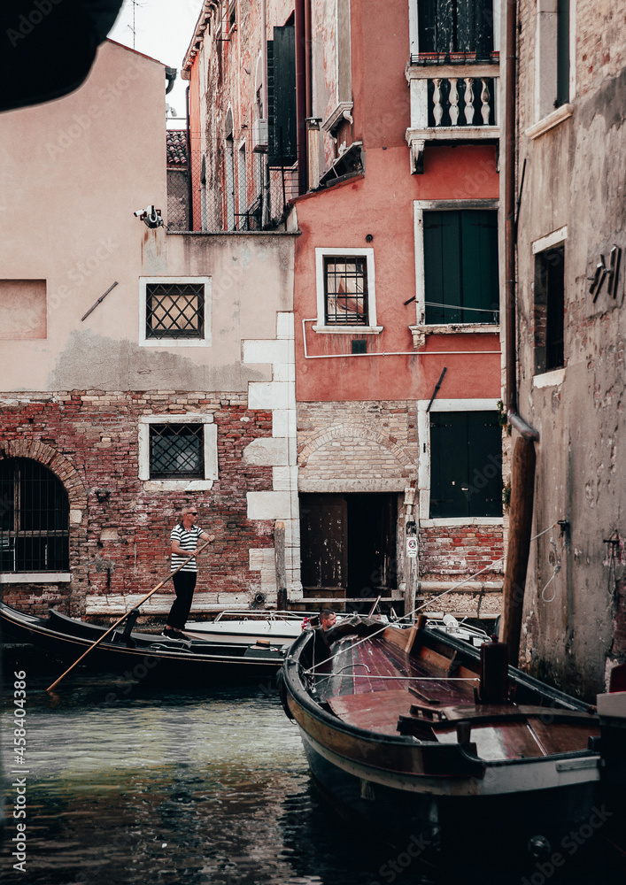 Venice Italy, Gondola, Venice Gondola, Tourist, Cityscape, Venezia, Romantic Gondola Ride, Venetian, Travel, Europe, Water, Venice Canal, Boat, Red Tones, Italy, Boat Ride, Landmark