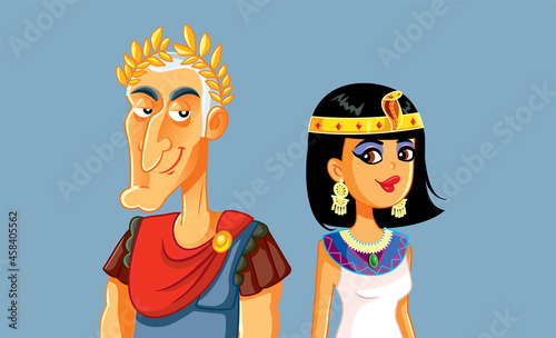 Fototapeta Naklejka Na Ścianę i Meble -  Caesar and Cleopatra Vector Cartoon Illustration