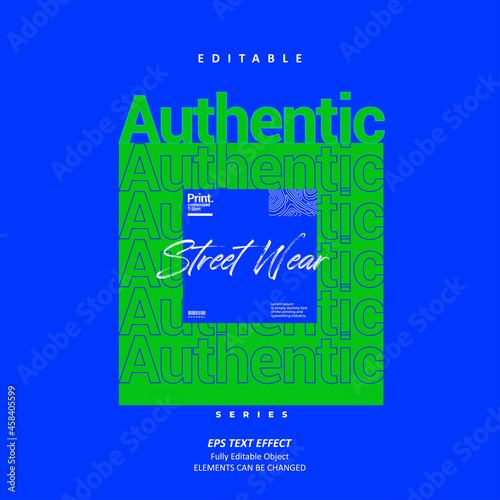 Blue series streetwear authentic text effect editable premium vector