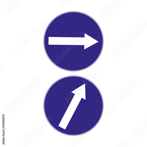 Blue keep right sign set. Arrow sign. Regulation concept. Traffic laws. Road signposts. Vector illustration. Stock image. Free Download Blue keep right sign set. Arrow sign. Regulation concept. Traffic laws. Road signposts. Vector illustration. Stock image. - GFXLoad