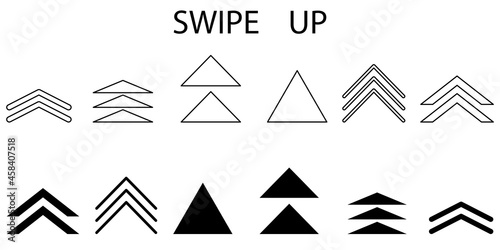 Black arrow up on white backdrop. Forward icon set. Line art. Navigation pointer. Vector illustration. Stock image.