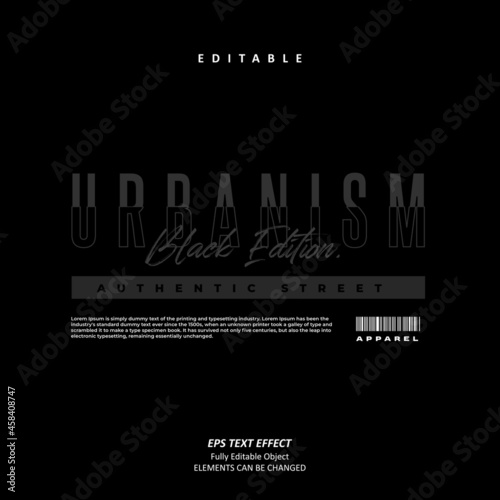 Black Urban Authentic Street text effect editable premium vector