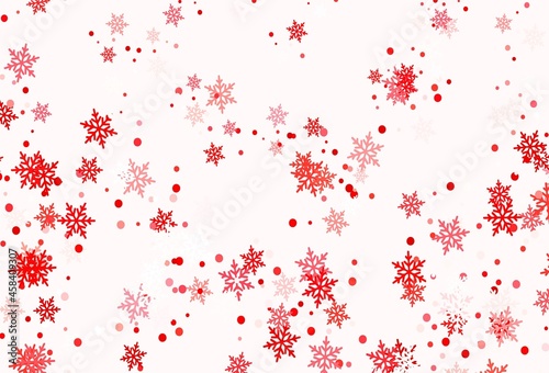 Light Red vector template with ice snowflakes.