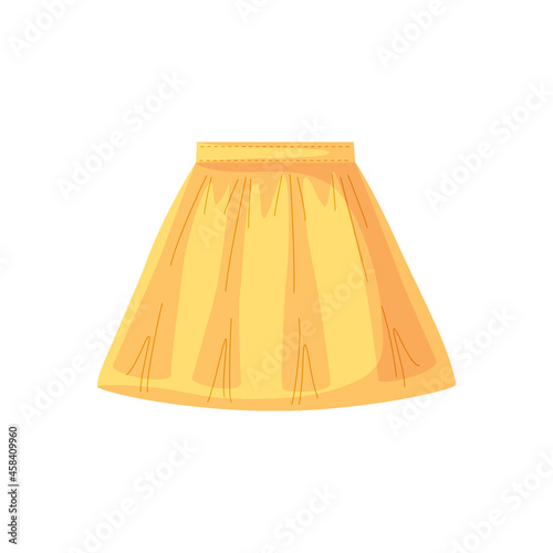skirt for little girl. Yellow skirt isolated background vector illustration. Wardrobe icon, logo