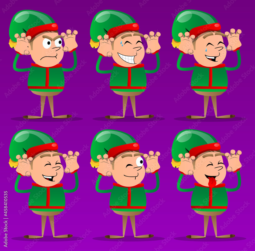 Christmas Elf is trying to scare you. Vector cartoon character illustration of Santa Claus's little worker, helper. Christmas Elf is trying to scare you. Vector cartoon character illustration of Santa Claus's little worker, helper.