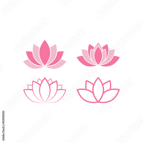 Fototapeta Naklejka Na Ścianę i Meble -  Pink lotus icon set design illustration isolated