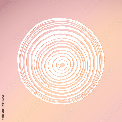 Light monotone tree slice with rings and texture. Monotone tree ring print impression.
