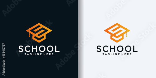 Initial S combined with toga hat icon for education business logo design template photo