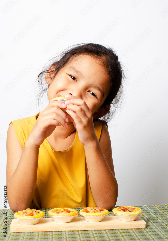 Asian baby girl portrait with homemade bagery food backgrounds Asian baby girl portrait with homemade bagery food backgrounds