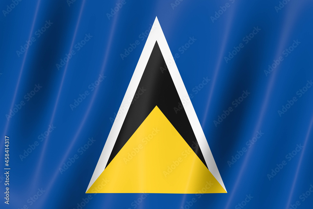 Saint Lucia flag of silk-3D panoramic illustration Saint Lucia flag of silk-3D panoramic illustration