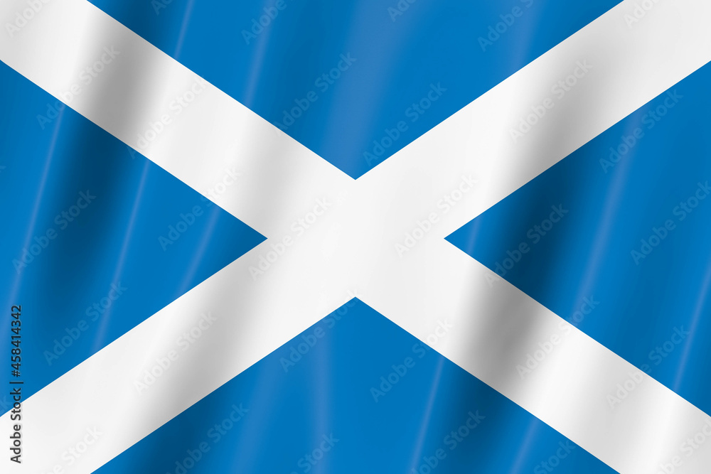 Fototapeta premium Scotland flag of silk-3D panoramic illustration