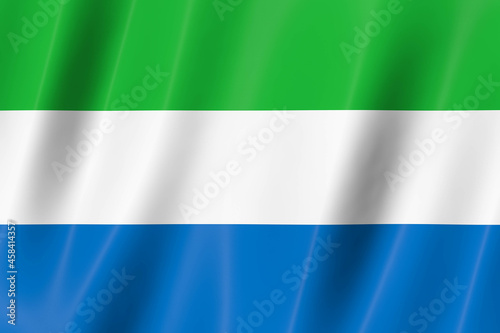Sierra Leone flag of silk-3D panoramic  illustration