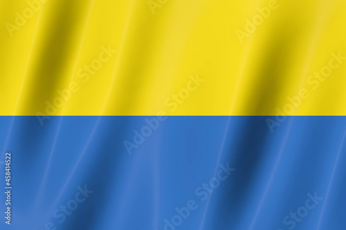 Ukraine flag of silk-3D panoramic  illustration