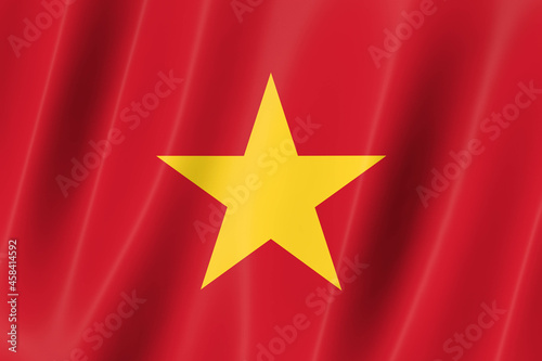Vietnam flag of silk-3D panoramic  illustration