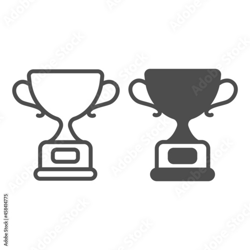 Cup, award, champion, victory, trophy line and solid icon, competition concept, winner vector sign on white background, outline style icon for mobile concept and web design. Vector graphics.