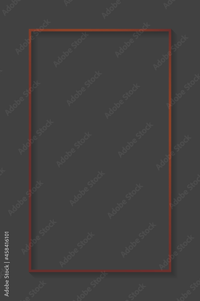 Rectangle bronze frame on gray background vector