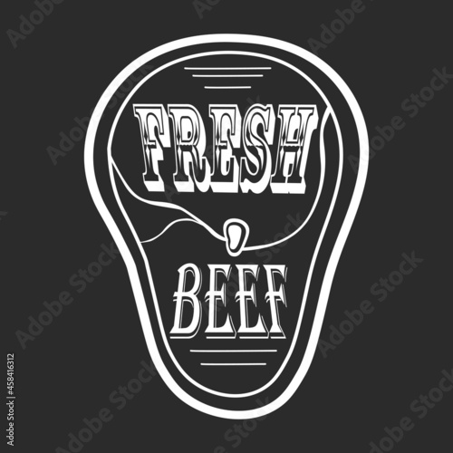The word MEAT logo, stylized as a piece of meat - Vector