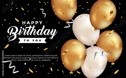 happy birthday greeting template with balloon