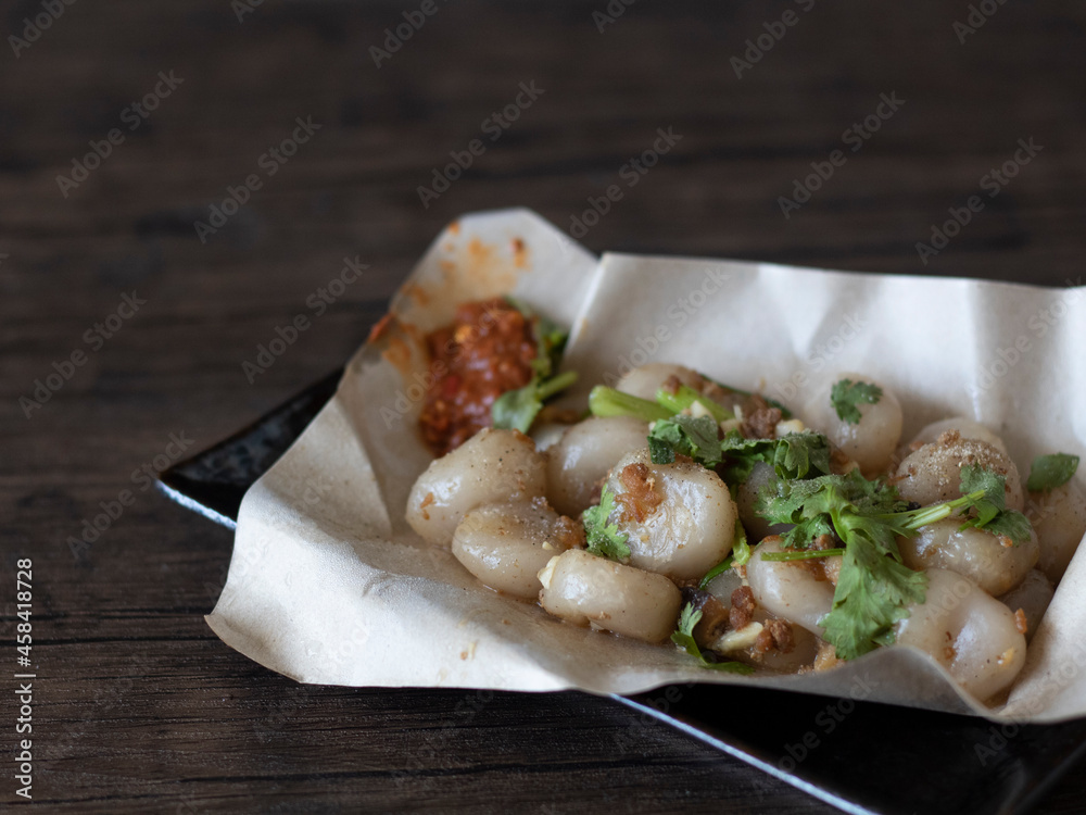 Hakka Abacus Seeds (Suan Pan Zi) Close Up. Chinese Gnocchi made of yam