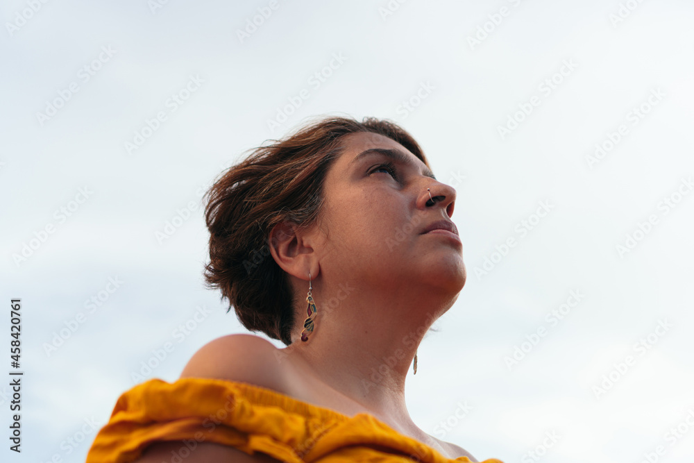 Portrait of a mature Latin woman in the sun
