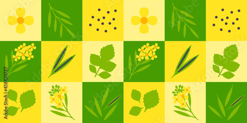 Mustard abstract seamless geometric vector pattern for packaging design