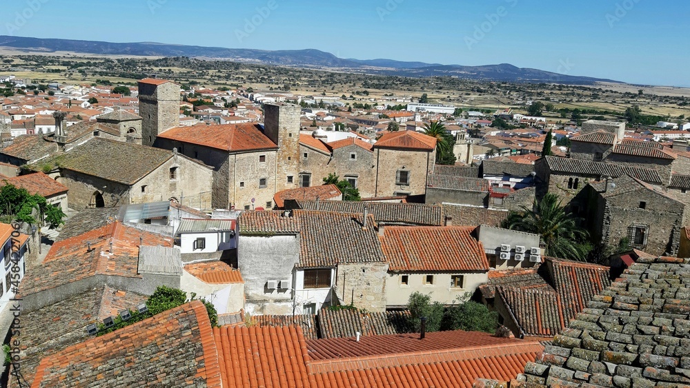 aerial view of ciudad de trujillo in spain 