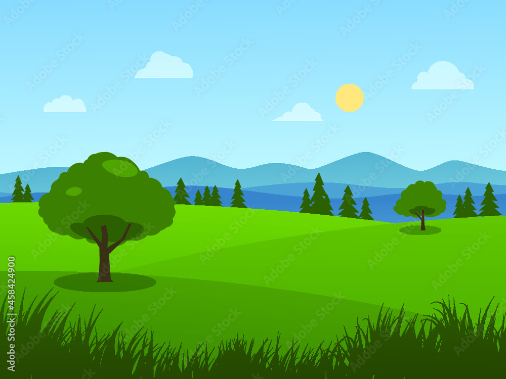 Fototapeta premium landscape with trees and mountains