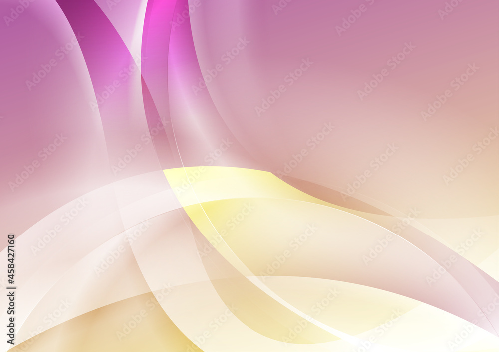 Fototapeta premium Pink yellow elegant glossy waves abstract background. Vector design
