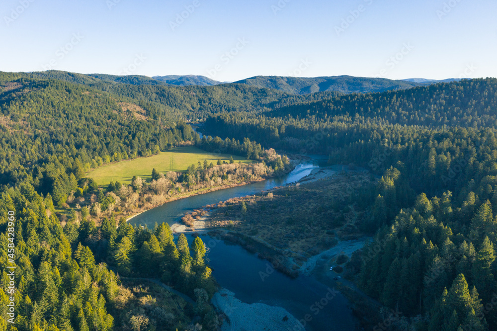 Aerial of Smith River and Coastal Redwoods in Northern California Aerial of Smith River and Coastal Redwoods in Northern California