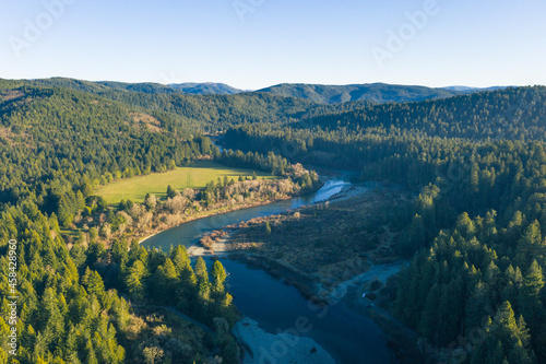 Aerial of Smith River and Coastal Redwoods in Northern California