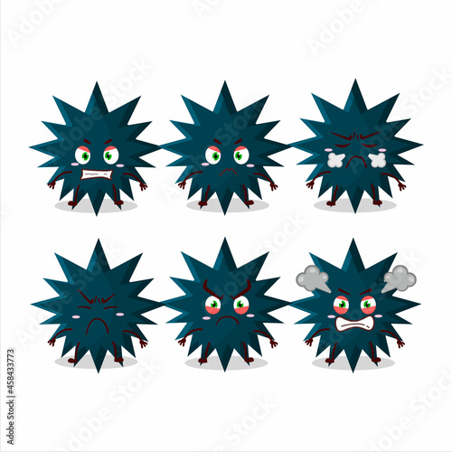 Biohazard virus cartoon character with various angry expressions