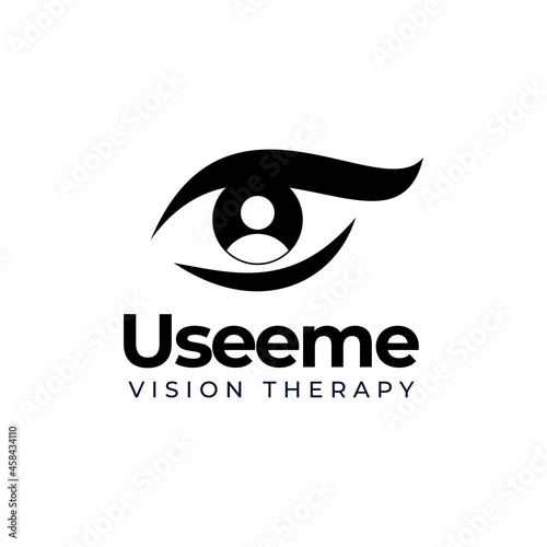 useeme vision therapy logo, person reflection on iris vector