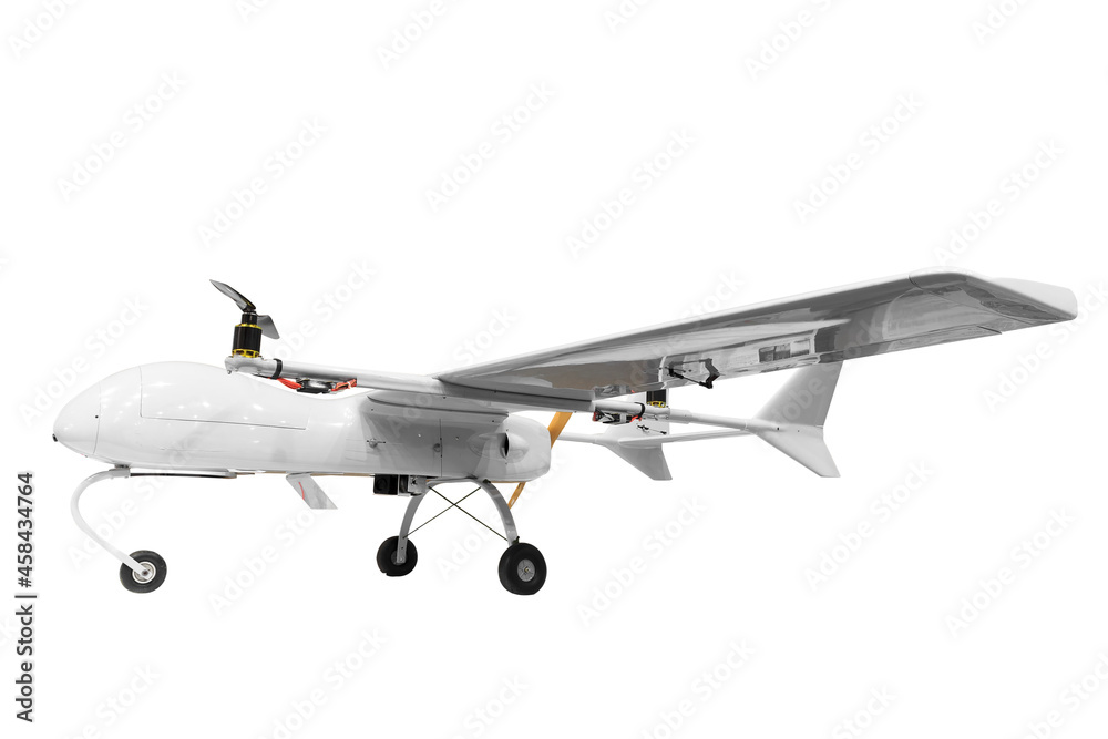 Military combat drone isolated on white background with clipping path