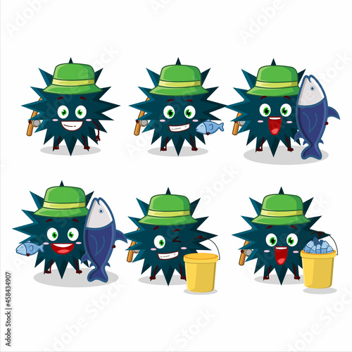 A fisherman biohazard virus cartoon picture catch a big fish
