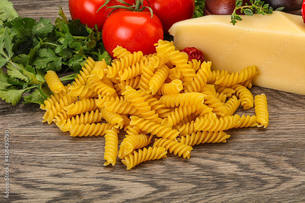 Italian pasta - raw Girandole for cooking Italian pasta - raw Girandole for cooking